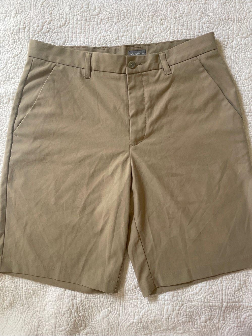 Ashworth Khaki Flat-Front Golf Shorts